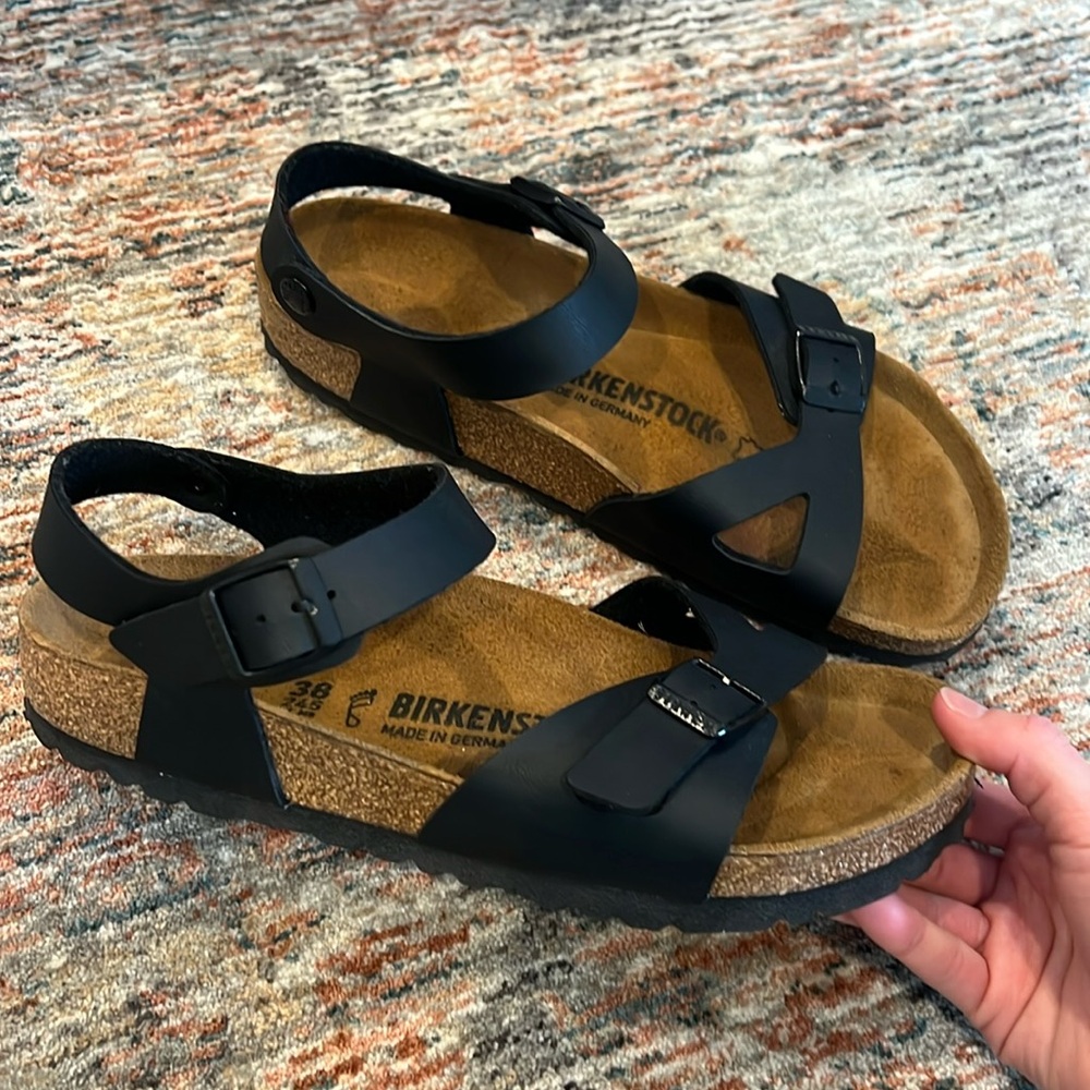 Birkenstock’s black sandals with ankle strap